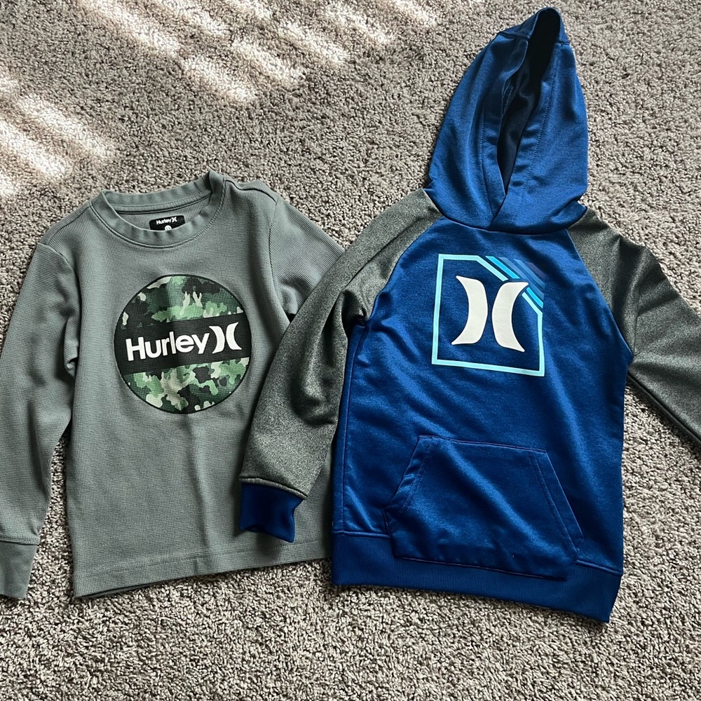 Hurley Gray thermal and Blue Sweatshirt Duo